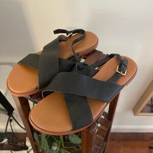Cole Haan Black Crossover Strap Sandals